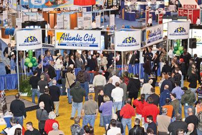 Building momentum: An

impressive turnout marked the first day of the Atlantic City Pool

and Spa Show, but the event was slowed the next day by a storm

that made national headlines.
