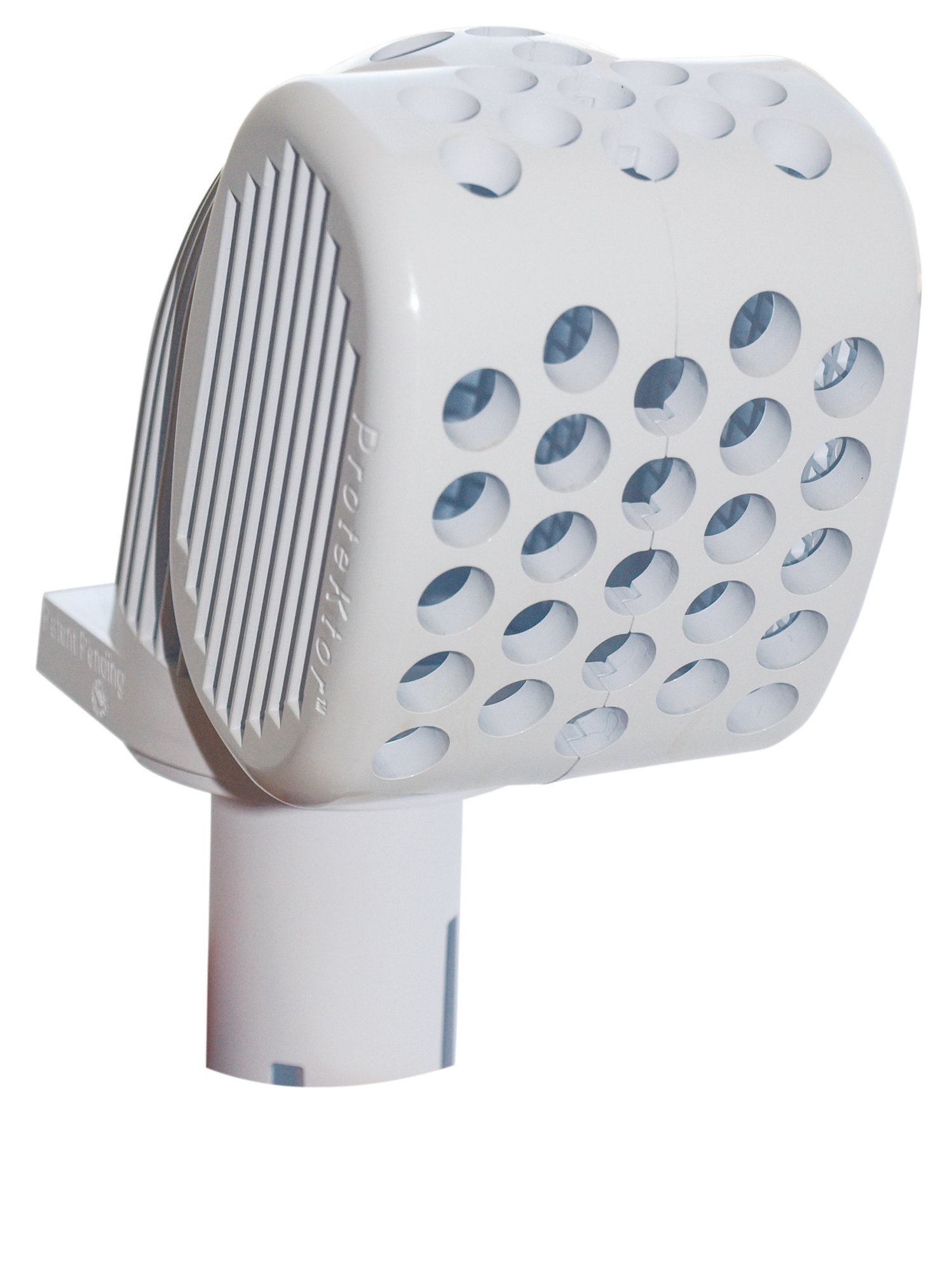 Access blocked: The new Pool and Spa Drain ProteKtor, which inserts directly into the drain’s pipe, is meant to prevent access in case the drain cover comes off.