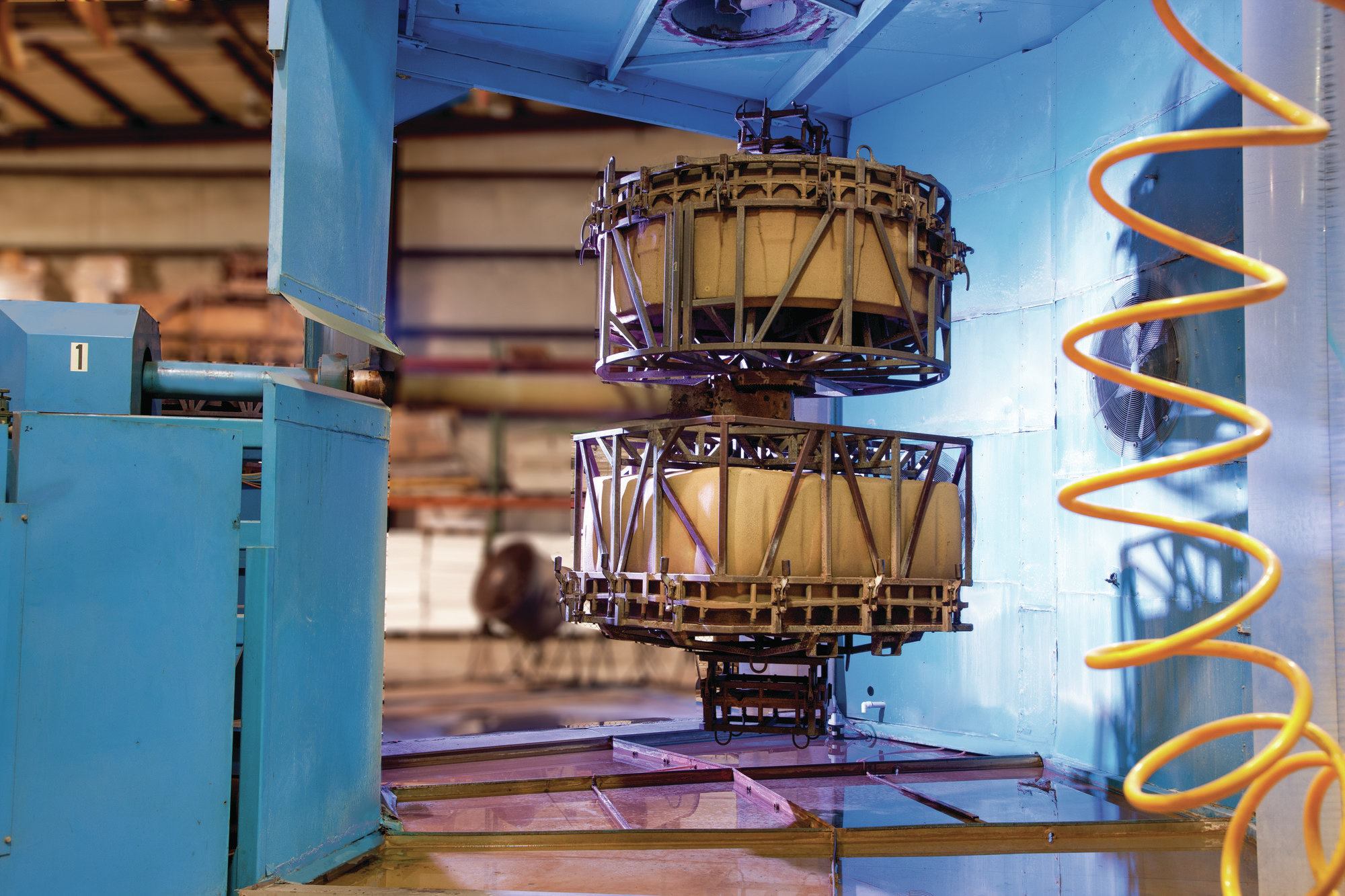 Tilt-A-Tub: Like a ride at an amusement park, hot tubs line for a spin on this machine. While rotomolding produces an affordable product, the manufacturing equipment comes with a hefty price tag: about $1 million.