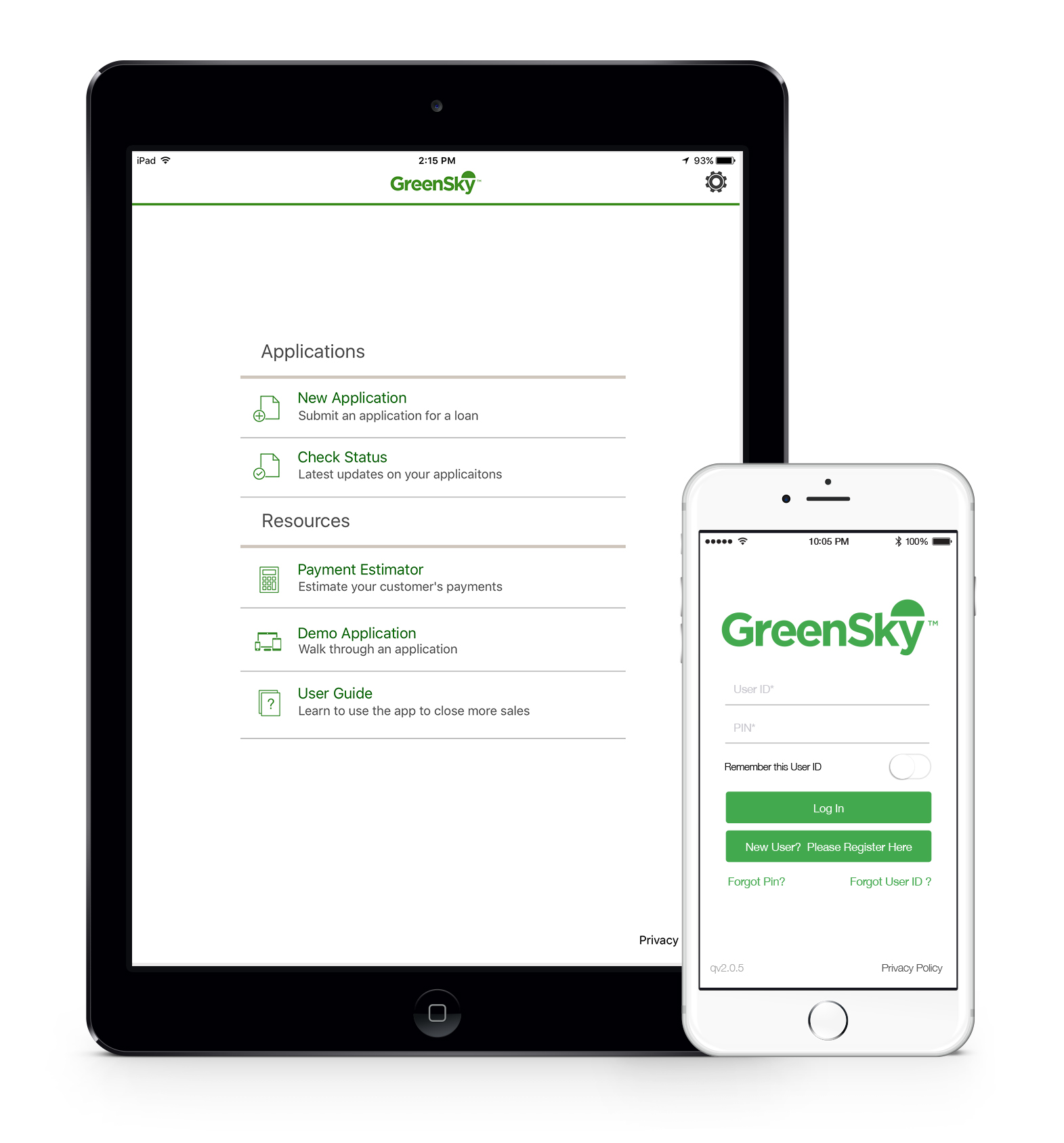 GreenSky’s app can be used from a tablet or smart phone to process credit applications on location.