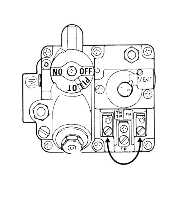 Figure 1: Sidestep the gas valve by clipping a jump wire across the valve’s terminals.