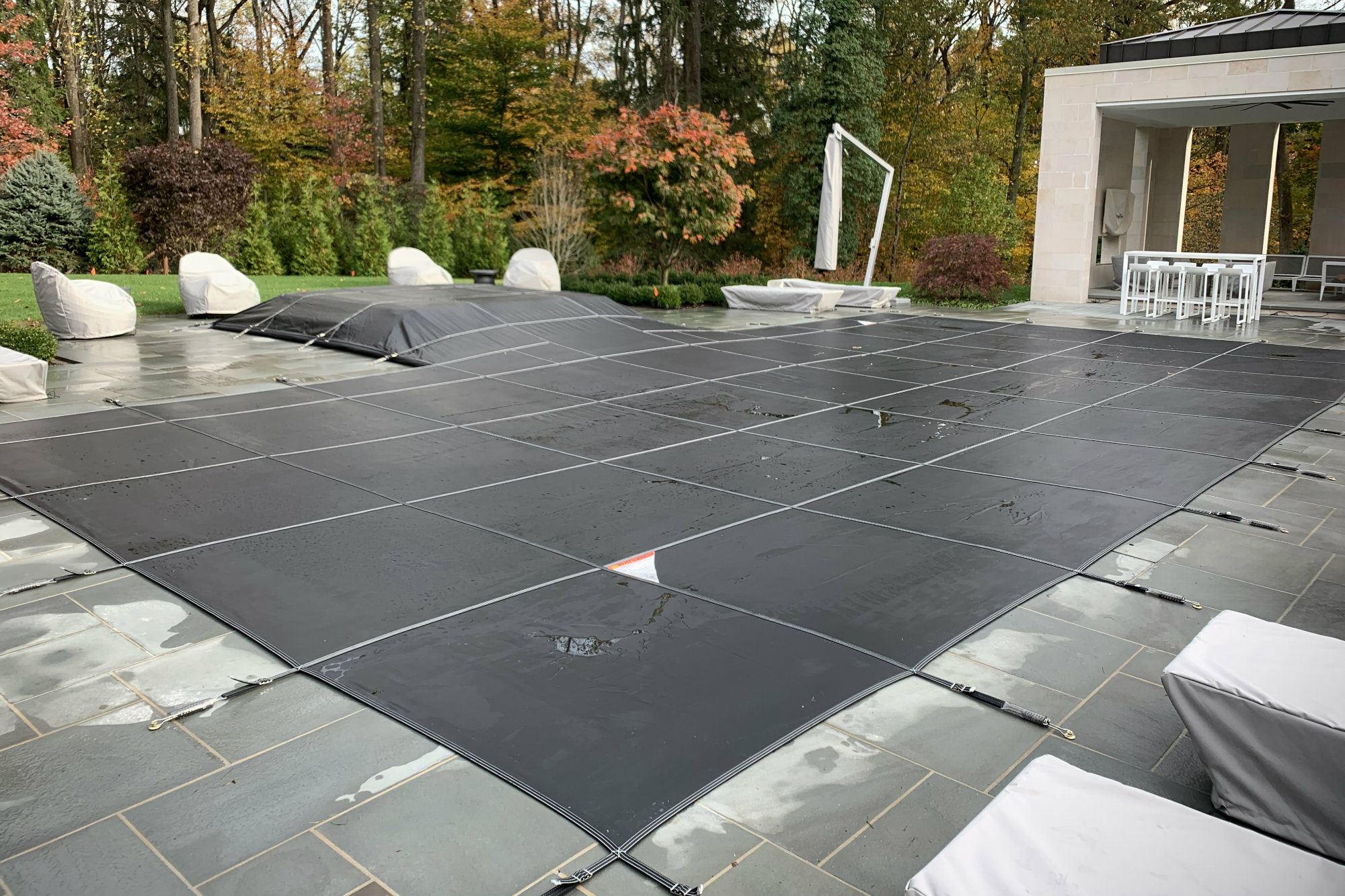 To get this cover just right around the spa, Keselman came back and added more padding after the first season of use.