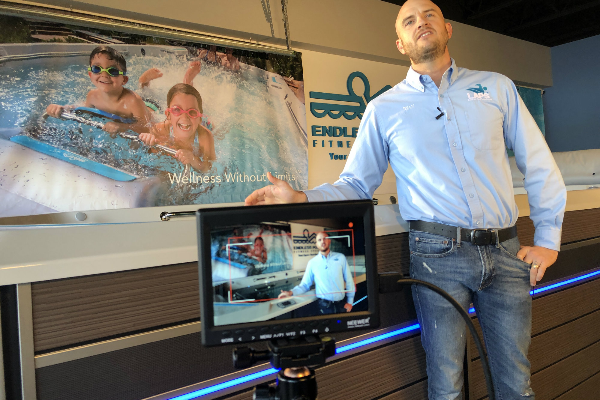 Ryan Jordan of Lake Air Pool Supply in Waco, Texas starring in a company video.