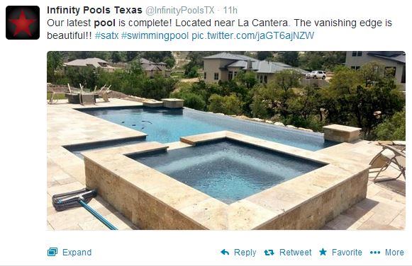 While some use Twitter to announce a new pool dig, others, like @InfinityPoolsTX, take to the social networking site to tout a job done. The builder isn't shy about sharing photos on its feed, either, and this is but one of many to be featured. Nice job! Keep up the good work. #PSNSocialService
