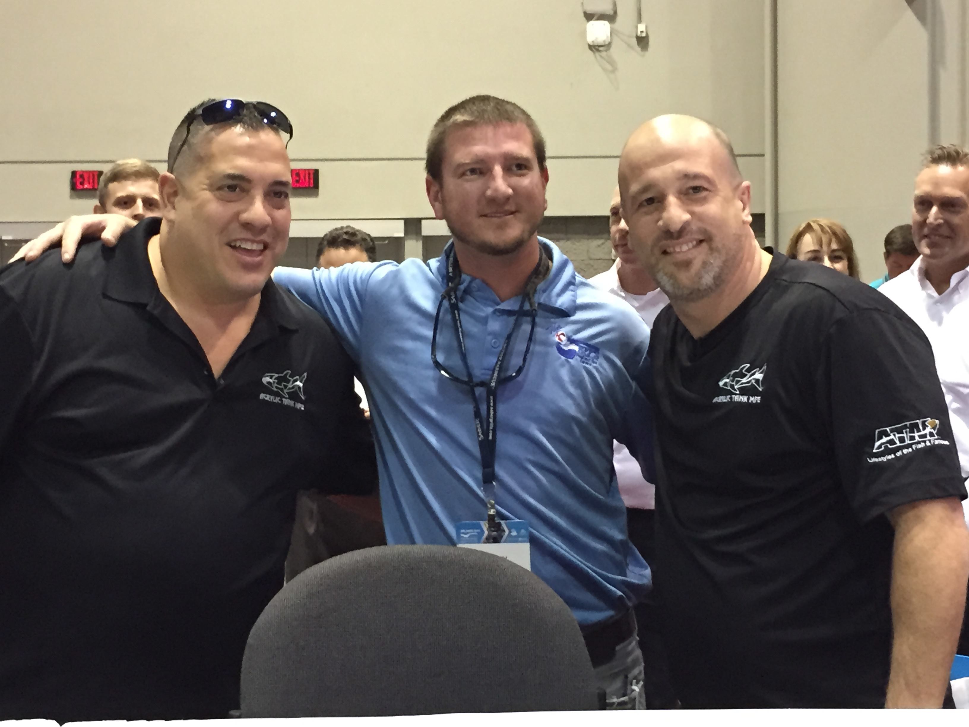 3. The Pool PRIZE Party The Expo culminated with the Pool Prize Party, where various prizes were raffled off to lucky attendees by aquarium impresarios Wayde King and Brett Raymer (pictured in black) of Animal Planet's hit reality show "Tanked." The winner of an all-expenses paid trip to next year's Las Vegas show was Jeremy Thomas (center) of Jeff’s Pool & Spa Service.