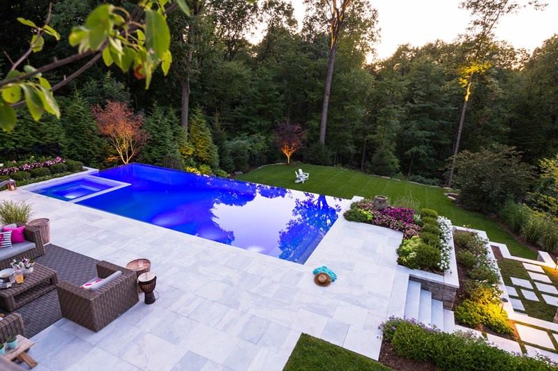 This pool by Thomas Flint Landscape Design & Development in Midland Park, N.J. earned the firm a gold in the category of Specialty Pools: Negative Edge.