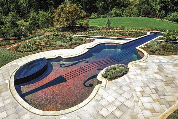 Cipriano Landscape Design Ridgewood, N.J., Best of Competition, People’s Choice Award, Gold - Specialty Pools - All Tiled Pool, Gold - Exceptional Recognition in Design & Building – Concrete