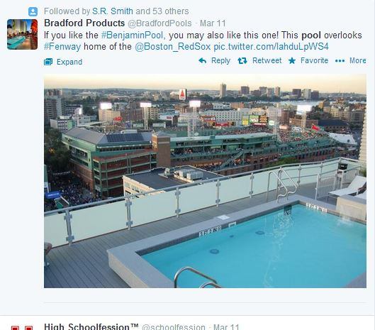 Keeping with the sports theme for this edition of #PSNSocialService, we found this shot shared by 
@BradfordPools. Red Sox fan or not, you can't deny the awesome view this rooftop pool has of Fenway Park. #BostonStrong