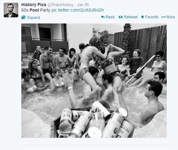 The cleanup from this 1960s hot tub party must have been fun, although probably not as fun as the party itself. Of course, safety should always be at the top of the list. But it looks like Coors and chicken fighting were more important to the folks enjoying their backyard getaway in this picture shared by 
@ThatsHistory. #PSNSocialService