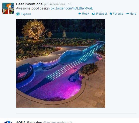 Ever since this music-themed violin pool by New Jersey-based PSN Top 50 Builder 
Cipriano Landscape Design garnered a Gold Award from 
@TheAPSP in late 2013, photos, like this one shared by 
@Funinventions, have been making their rounds in cyberspace, especially on Twitter. And with nearly 150,000 followers, @Funinventions likely has given Cipriano some nice exposure for its unique design. #PSNSocialService