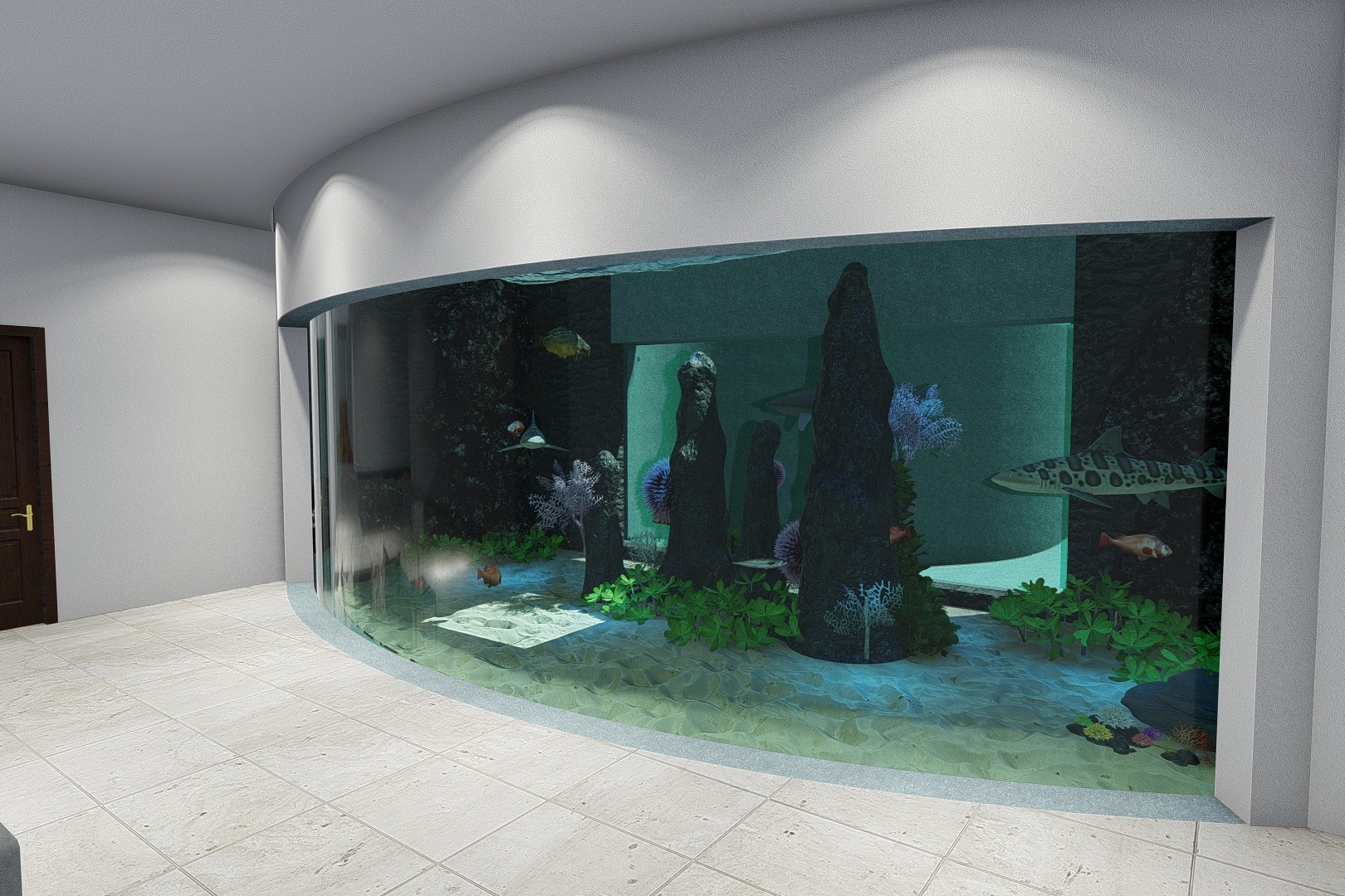 The shark tank as seen from inside the home. (Rendering)