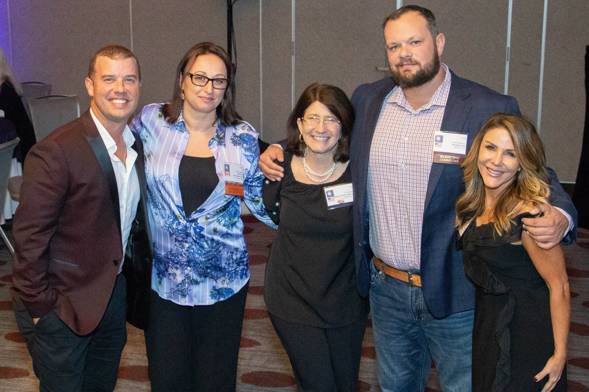 L-R: Michael Moore, former Master Pools President Carla Sovernigo-Pawella, Special Projects Manager Teri Wiltshire, Josh Henderson, and member Shelly Claffey