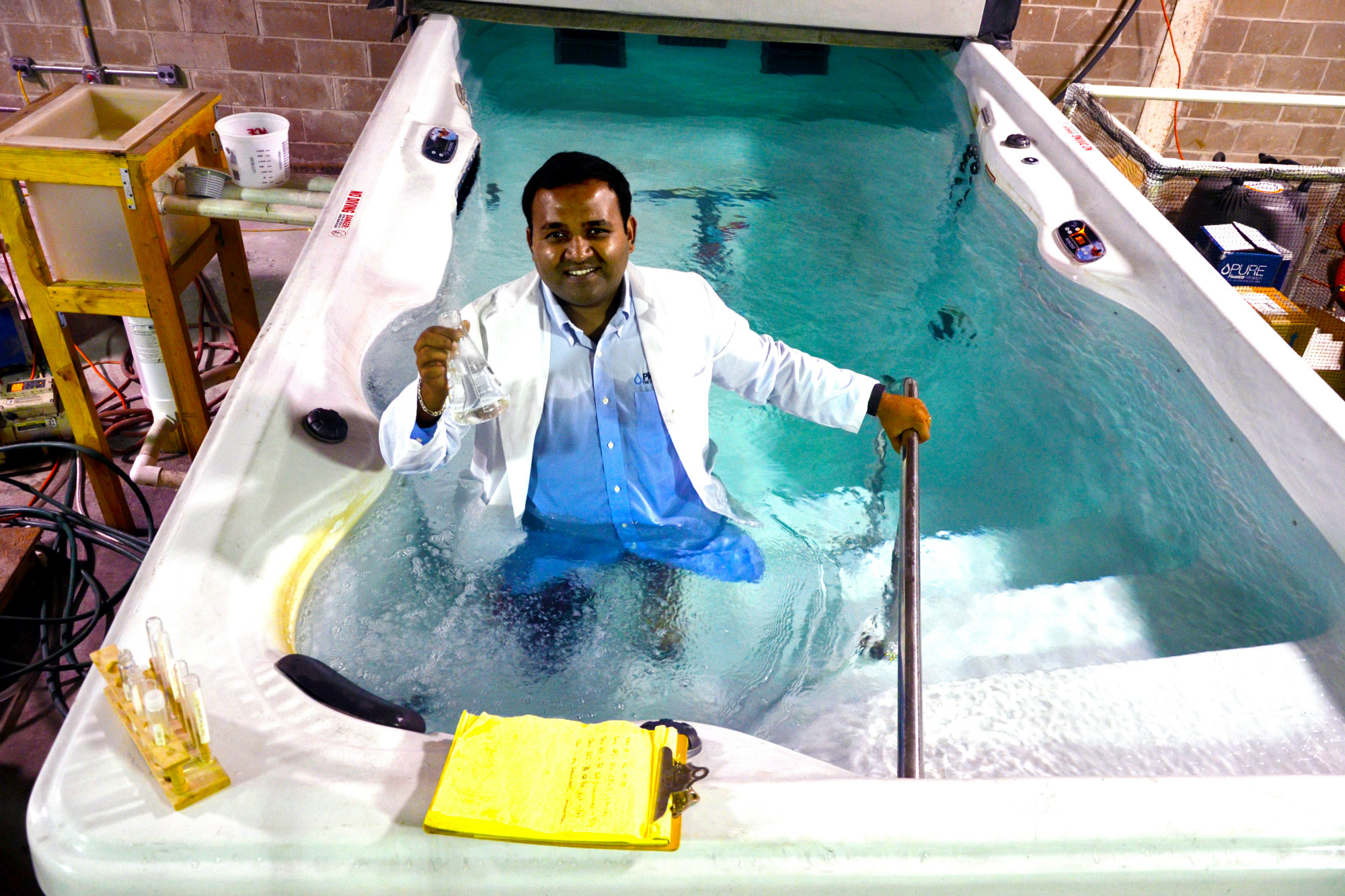 Abhi Pillai, Pleatco's director of research and development, in another of the manufacturer's testing labs.