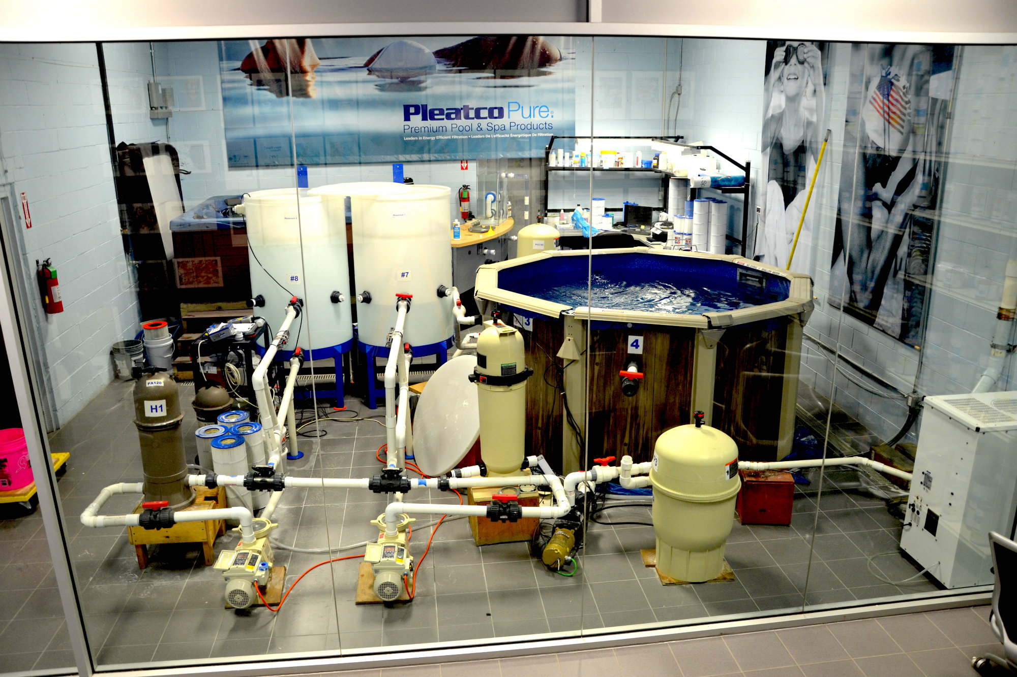 One of three testing spaces for Pleatco. Two are for research and development, while the other is dedicated to NSF-50 compliance.