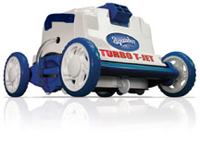 AQUABOT TURBO T-JET:The revolutionary robotic “Jet” technology expands to in ground pools with proven highest reliability and energy efficiency, and can even help cure new plaster automatically.