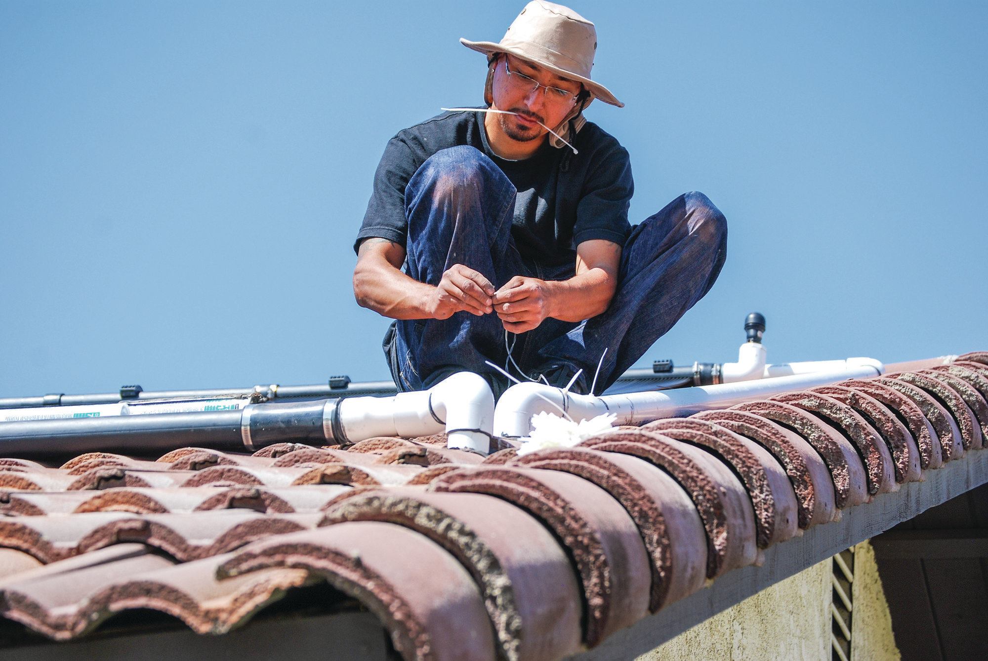 10) Water lines are directed through the roof down to the equipment pad.