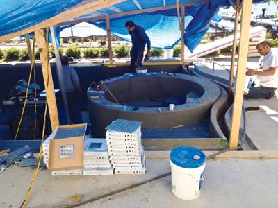 Taking shelter: Some waterproofing systems require environmental controls such as

tenting so that they don’t set too quickly. This also helps to keep the area clean.