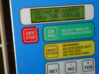 SVRS issue: Stingl Products said the screen message pictured would not appear on its device if it had ever been in operation, leading them to believe the SVRS had been bypassed.